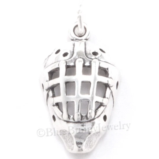 HOCKEY MASK Charm Pendant PLAYER GOALIE .925 Sterling Silver 3D 925 winter sport