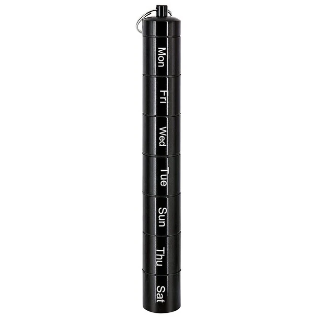 Black Metal Pills Can Organizer, 7 Day Pills Organizer, Waterproof6882