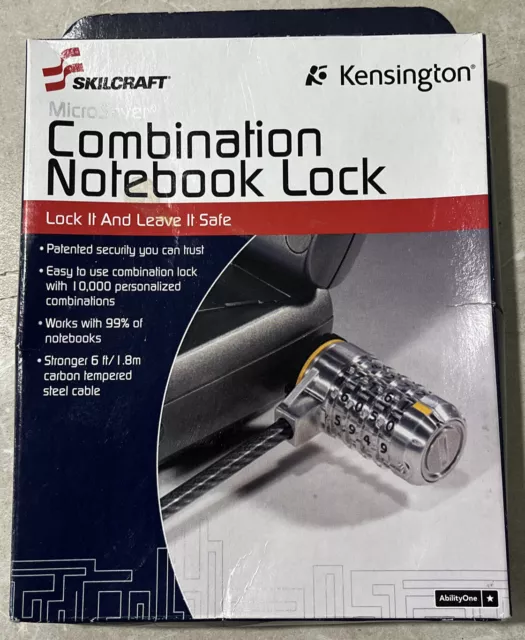 SKILCRAFT Kensington Combination Notebook Laptop Security Lock 6 ft Steel Cable