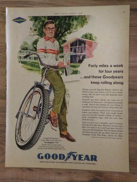Magazine Ad* - 1962 - Goodyear Bicycle Tires - Reynold Welicky