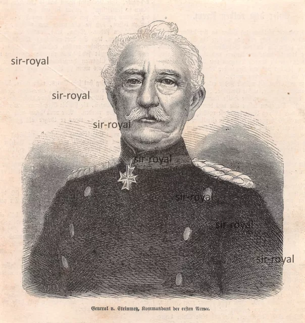 General von Steinmetz - Kommandeur 1. Armee - Militär - 1871 ~14x15cm