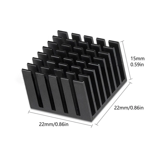 1 pièce dissipateur thermique en aluminium 22*22*15 mm aluminium noir refroidis