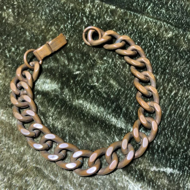 Men's Vintage Heavy Chunky Chain Link Solid Copper Bracelet 8", 52g