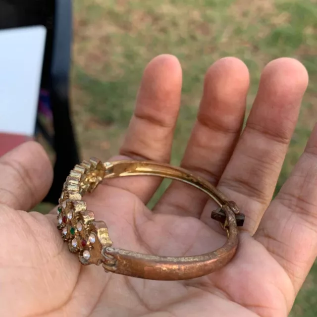 Very Rare Ancient Bronze Antique Engraving Viking Bracelet Old Amazing Stone