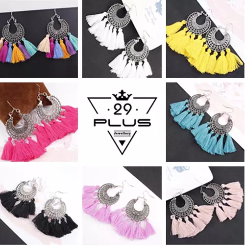 Vintage Bohemian Women's Fashion Long Tassel Fringe Boho Dangle Earrings PartyAU