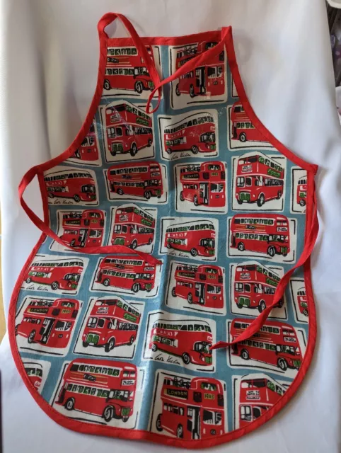 Cath Kidston London autobus grembiule bambini panno a olio finitura rossa fatto a mano età 4-10