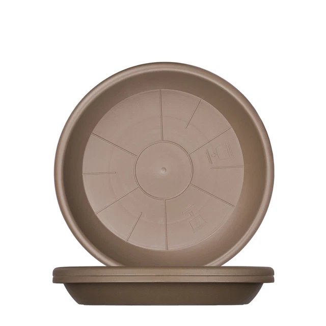 3x Blumentopf Untersetzer 24cm rund Kunststoff taupe für Pflanzkübel Töpfe