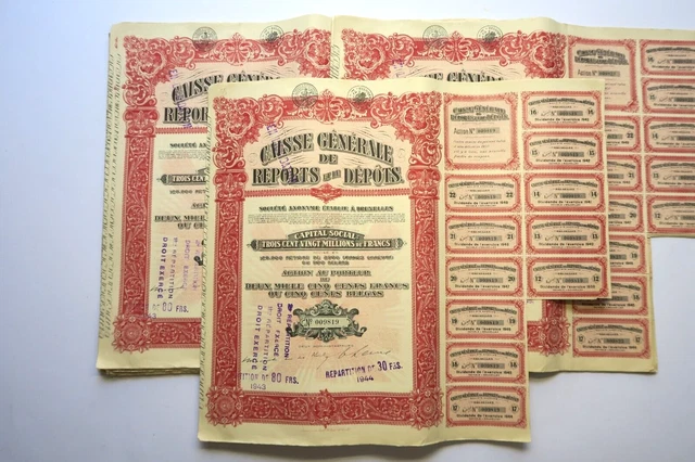 Caisse Generale De Reports Et De Depots Action De 2500 Francs 1928 X 55 Actions