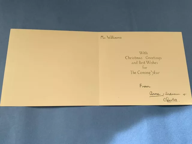 Rare Xmas Card Hand Signed By Prince Charles, Prince Andrew AND Princess Anne