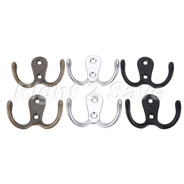 2x Double Hooks Storage Wall Mounted Towel Bag Key Clothes Coat Hat Hook Hanger 2