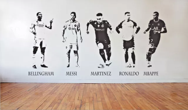 Football Wall Stickers Messi Ronaldo Salah Mbappe Kane Decal Kids Bedroom