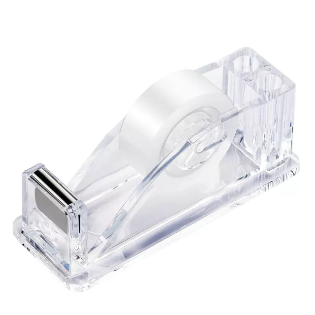 School Tape Holder Portable Dispenser Compact Transparent Acrylic with Pen