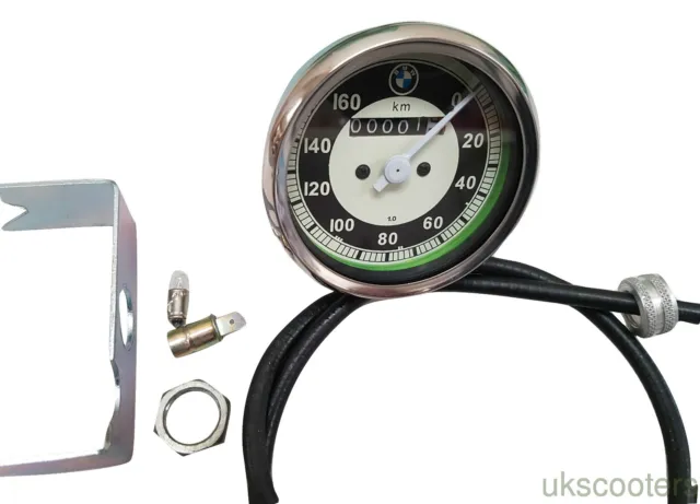 ukscooters BMW 0-160 KM MOTORCYCLE SPEEDO REPLICA FIT MANY MODELS SMITHS CABLE