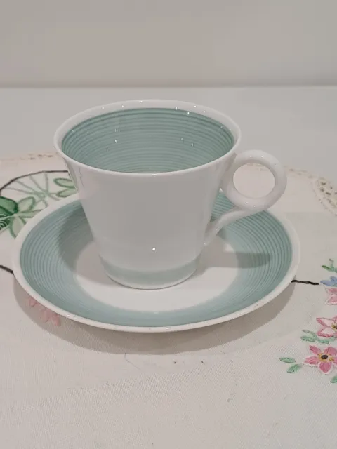 Shelley fine bone china Regent Shape Demitasse Duo,  cup & saucer Green