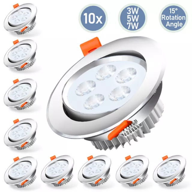 10X LED Einbaustrahler Einbauleuchte Leuchtmittel 3W/5W/7W für das Bad geeignet