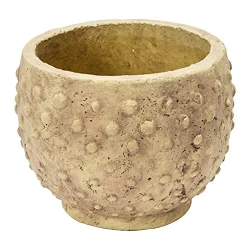 Sandstone Hobnail, Distressed Finish Planter Pot, 9" L x 9" W x 7" H, Beige