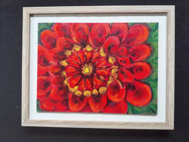 Original Art Painting Floral Impression Red on red Acrylic 9x12" Waddington