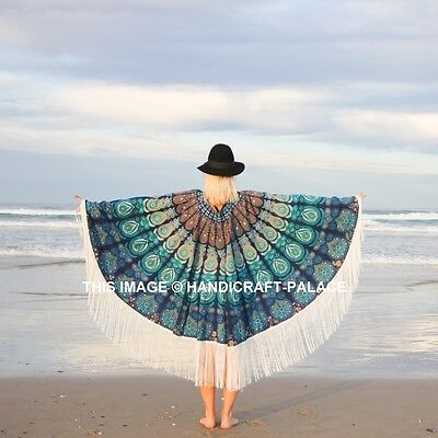 Indiano Rotondo Mandala Poncho Donna Abbigliamento da Spiaggia Bikini Prendisole