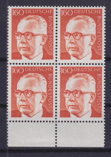 Bund 692 mit Unterrand 4er Block Gustav Heinemann 160 Pf postfrisch