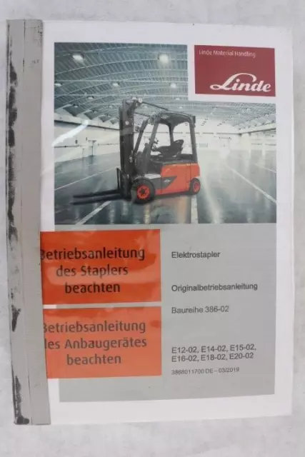 Linde Elektrostapler Betriebsanleitung u. Ersatzteilkatalog CD E12-02 E14-02 E15