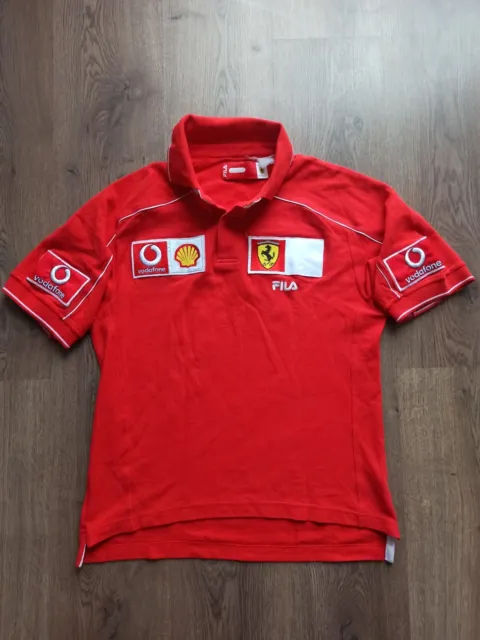 Mens Vintage Fila polo shirt racing jersey red Scuderia FERRARI kit Size S