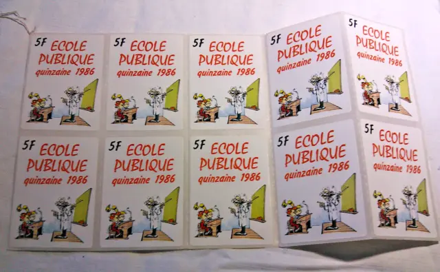 carnet de 10 timbres 5X7 SPIROU - quinzaine de l'école publique 1986- neufs