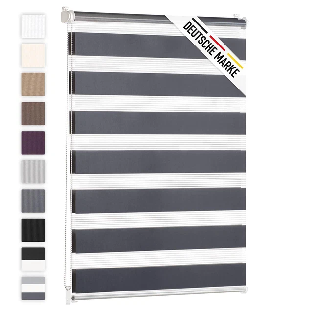 OBdeco Klemmfix - Tenda avvolgibile a rullo doppia, senza foratura, per finestra, traslucida e oscurante, 60 x 130 cm, larghezza del tessuto: circa 56 cm, lino