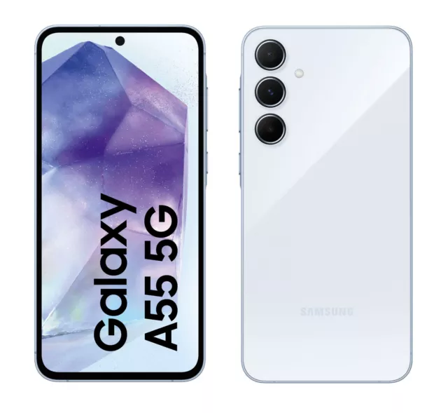 Samsung Galaxy A55 5G in Eisblau Handy Dummy Attrappe - Requisit, Deko, Werbung