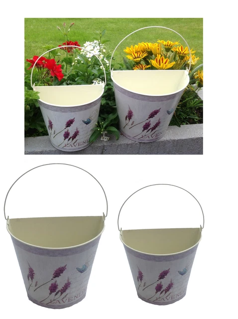2 er Set Blumentopf Hängetopf Zink Pflanztopf Flieder Blumenübertopf Landhaus