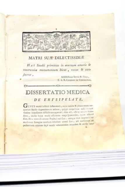 Livre Ancien Disseratation Erysipele Natif Angoulême Poitou-Charentes 1780
