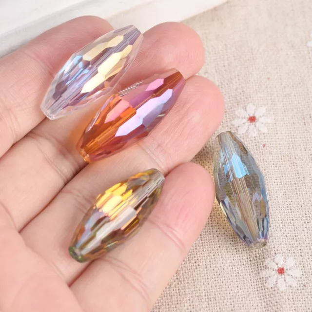 5pcs 32x14mm Big Rugby Oval Faceted Crystal Glass Loose Beads for Jewelry Making 3