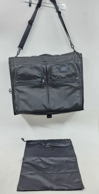 Tumi Alpha Garment Bag 22134dh Bihold Black Ballistic 24” With Extra Storage Bag