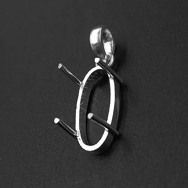 Semi Mount Pendant,Handmade Silver Pendant Prong Cup,Solid 925 Sterling Silver.
