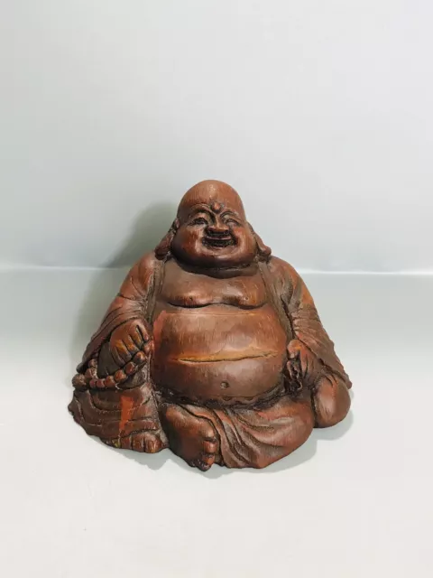 Antique Chinese Old Bamboo Carved Maitreya Buddha Statue Collection Nice Art