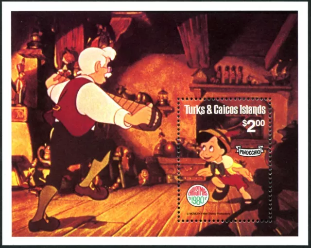 DISNEY - Turks & Caicos - 1980 'CHRISTMAS Pinocchio' Miniature Sheet MNH [D8736]