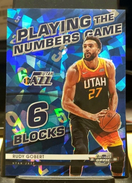 2021-22 Panini Contenders Optic Blue Cracked Ice Prizm /75 Rudy Gobert #28