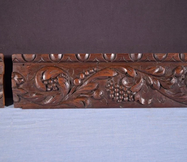 *French Antique Highly Carved Architectural Trim Panels in Solid Oak Salvage 5
