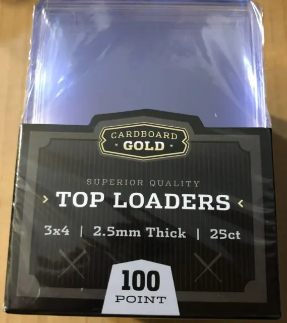 Pack of 25 Ultra Cardboard Gold 100pt Pro Toploaders for REAL THICK Cards