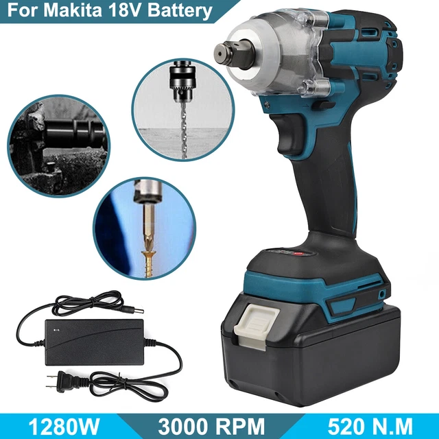 520NM 1/2" For Makita 18V Brushless Cordless Impact Wrench with Battery+ Charger