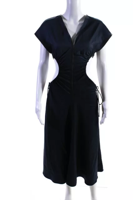 Modern Citizen Womens Drawstring Cut Out A Line Dress Navy Blue Size Small