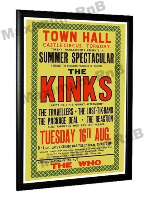 The Kinks The Who Concert Poster Torquay Town Hall 1966