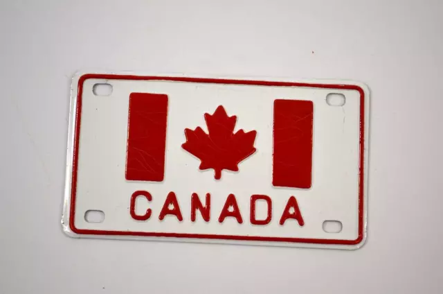 Canada Maple Leaf Flag Souvenir License Plate Miniature Bike Metal 1980s