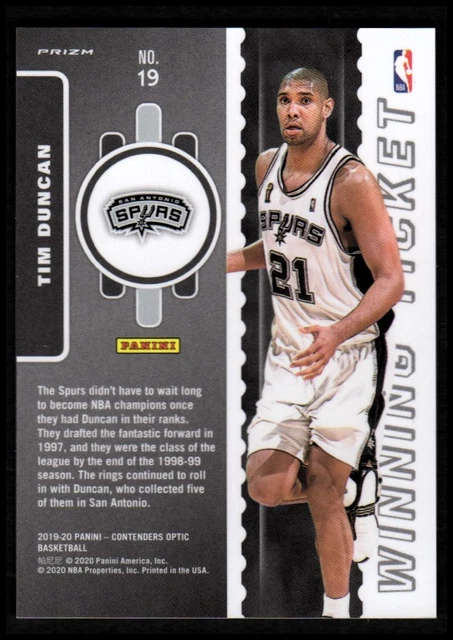 2019-20 Panini Contenders Optic Winning Tickets #19 Tim Duncan SPURS - NM-MT 2