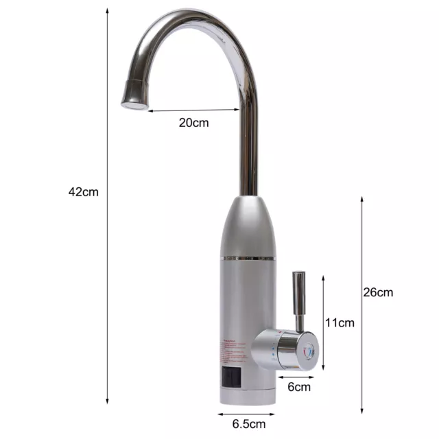 3KW Chauffe-eau Instantané Électrique Robinet Chauffage Mitigeur de cuisine 220V 2