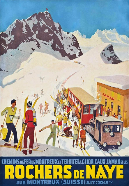 Affiche Vintage Champery – Chemin De Fer Montagne Suisse – Tirage A3/A2/A1