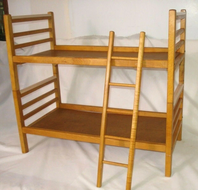 Vtg Wooden Baby Doll bunk beds ladder toys 26” long 14" wide 24" tall handmade