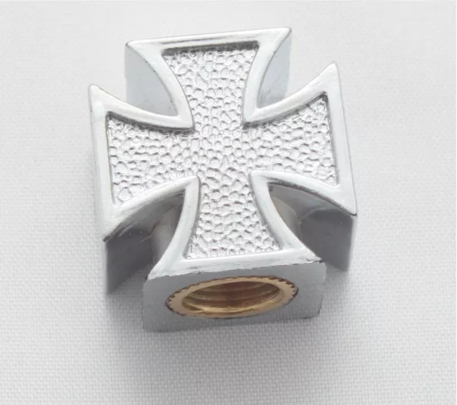 4x Tappi Valvola Croce Ferro IRON CROSS Cappuccio Valvola Colore: Argento Cromo Auto