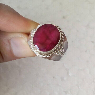 Natural Red Ruby Gemstone 925 Sterling Silver Handmade July Birthstone Gift Ring