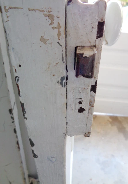 1800's Antique White Wood DOOR Interior Two Raised Panel Door 3