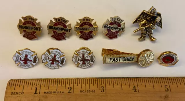 Vintage (10) Item Mixed Fire Department Dept 9 Pins and 1 Tie Bar Lot